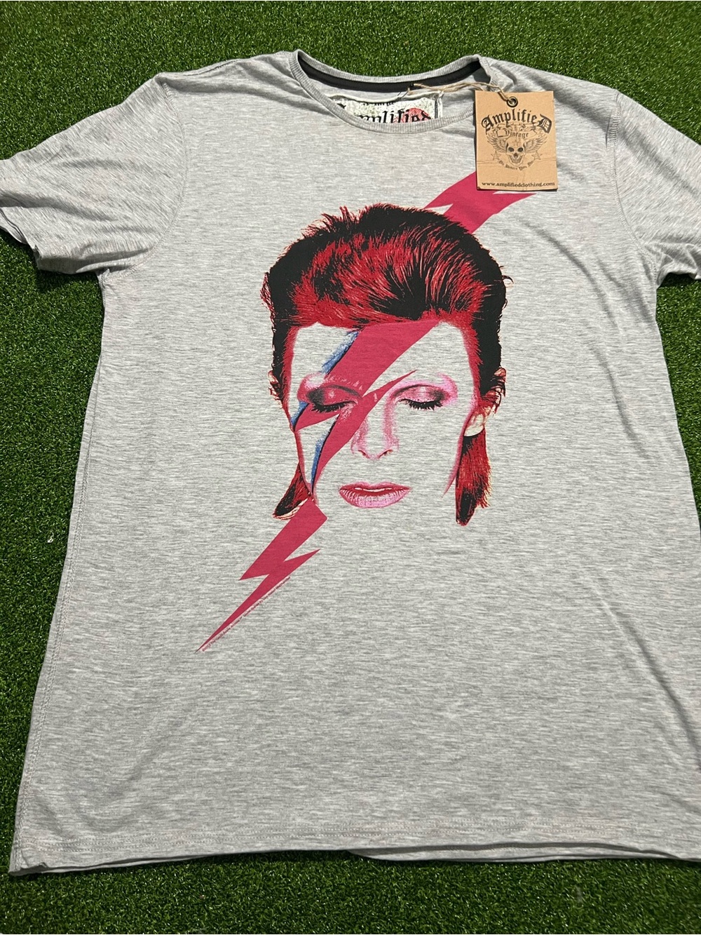David Bowie Aladdin Sane Amplified Vintage Graphic Rock Tee - Grey XL